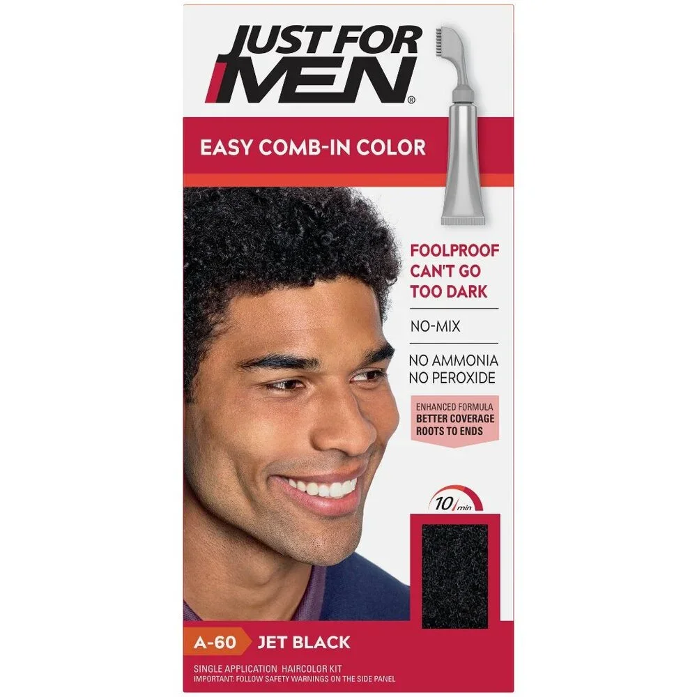 Just For Men Easy Comb-In Color Jet Black A-60 Comb Away Gray Up To 8 Weeks 2 PK